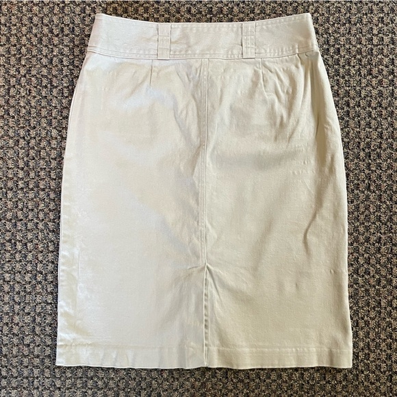 Khaki Christopher & Banks Button Down Skirt Stretchy Size 10 - Picture 2 of 8